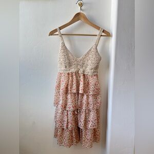 Allen B. By Allen Schwartz Cream and Pink Floral Mini Dress